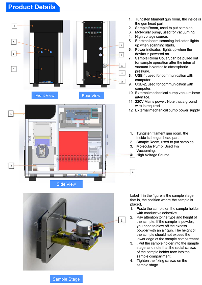 Scanning Electron Opto Edu Microscope A63.7001 SE+BSE 150000x