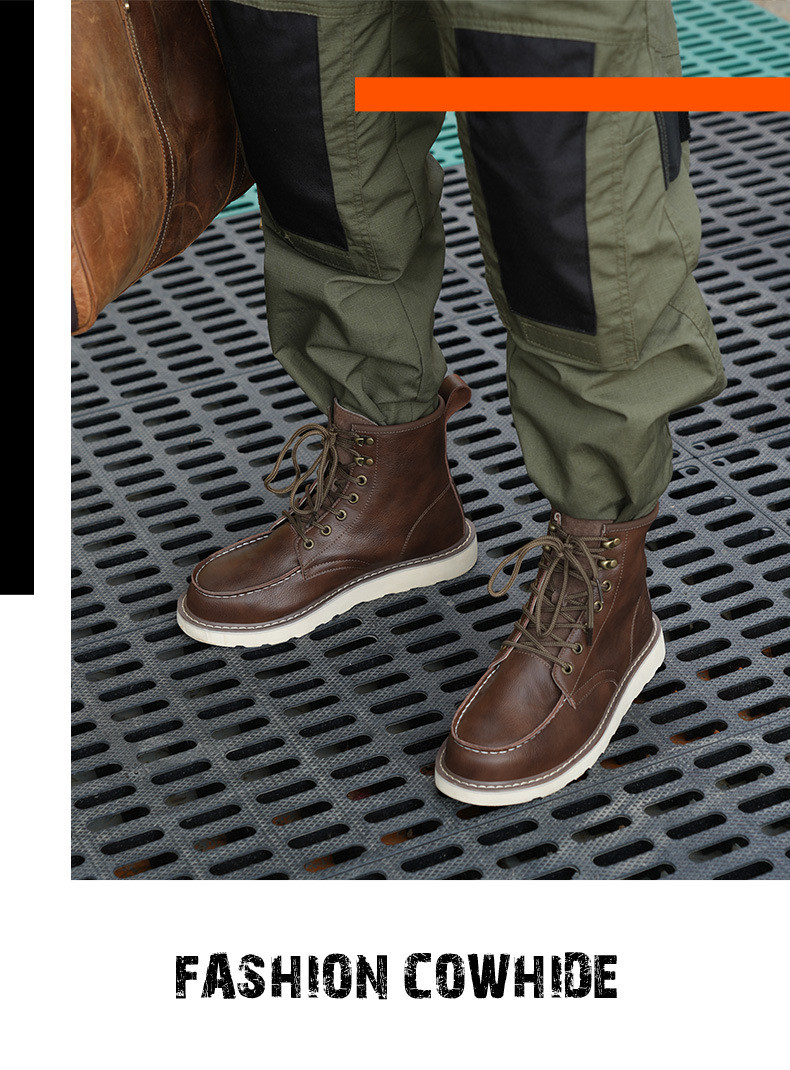 Kevlar Midsole Rubber Work Shoes In Brown Cowhide For Superior Safety Features