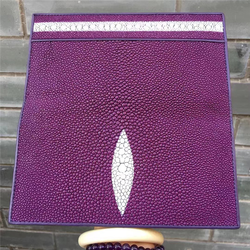 Unisex Style Authentic Stingray Skin Women Men Slim Bifold Wallet Card Bag Genuine Leather Female Male Thin Clutch Purse