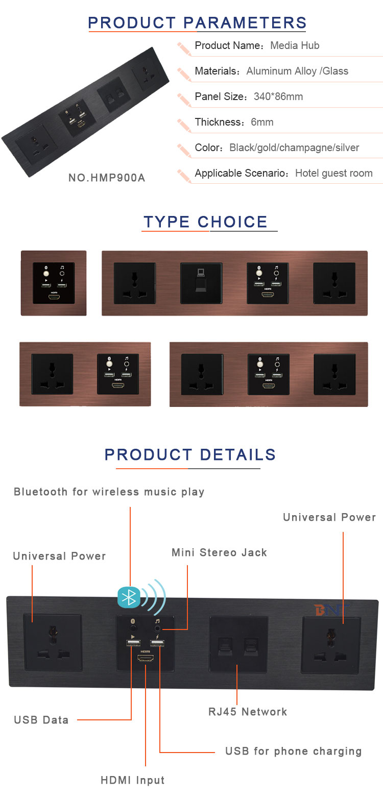desk wall socket / table power plugs for hotel furniture with usb port