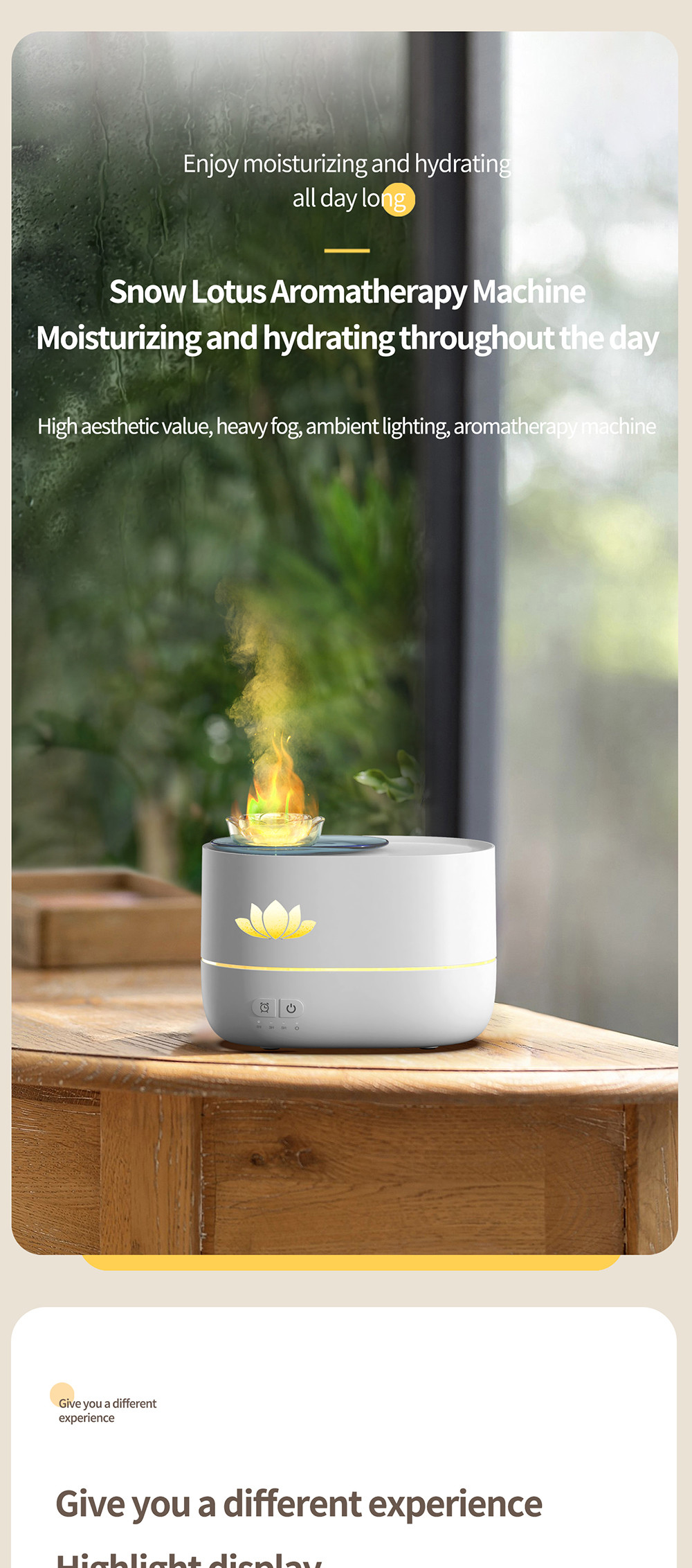 ABS material Fire Flame Humidifier 12W 350ml With Timing
