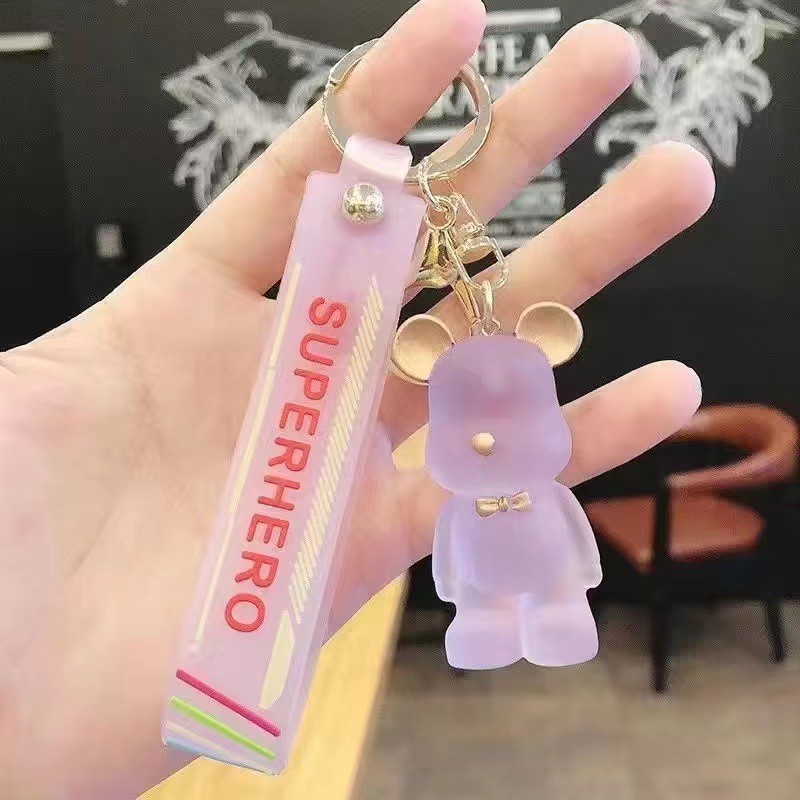 OEM Welcome Cute Diamond Bear Keychain Kawaii Keychains Wristlet Strap Wrist Lanyard