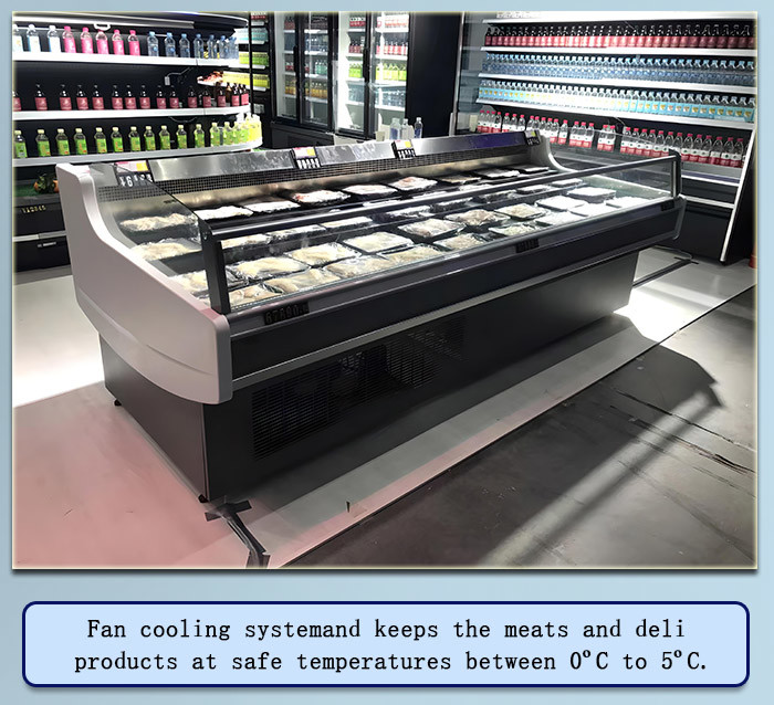 Freestanding Meat Display Freezer 570L Food Cooler 0 - 5 ℃ Showcase
