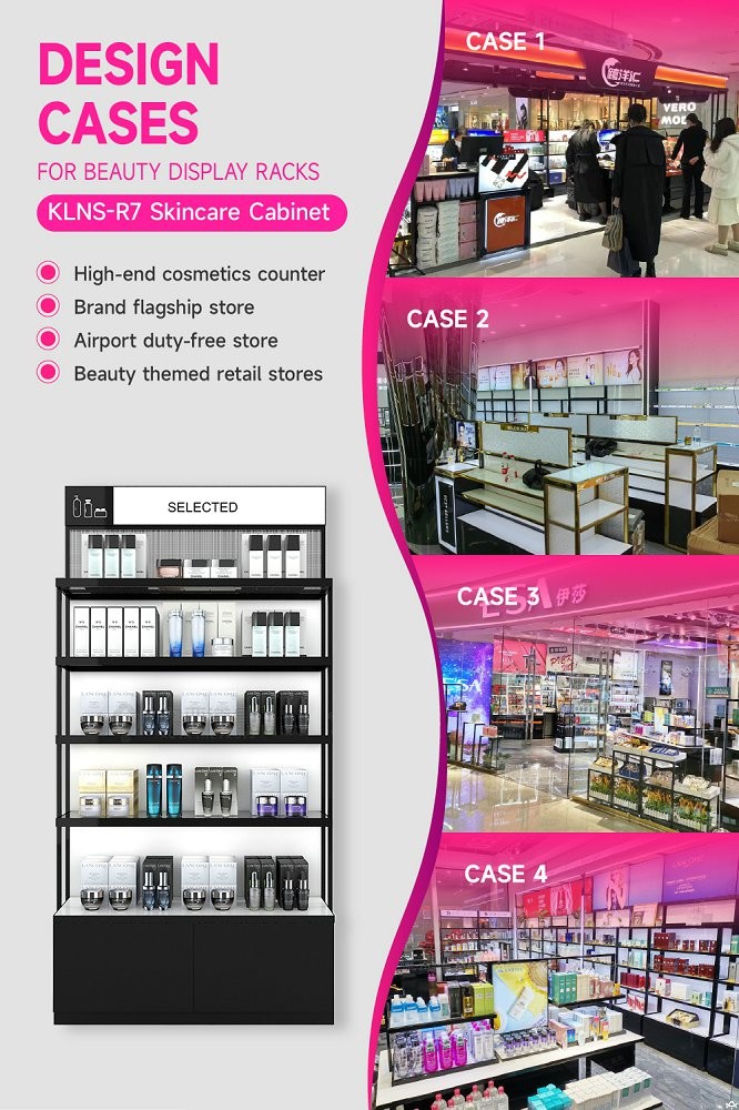 KLNS-R7 Open Top Display Skincare Display Cabinet with 40mm Soft Film Light Box