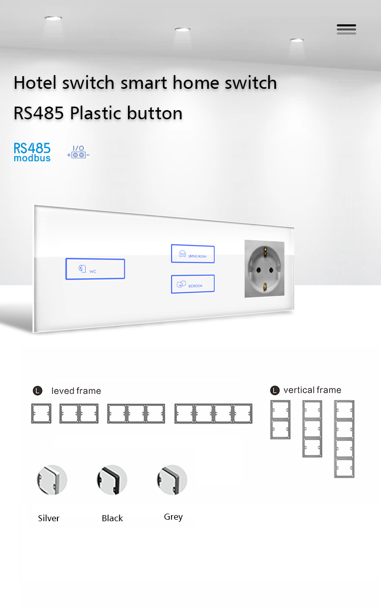 RS485 Modubus Touch Screen Wall Switch Tempered Glass Plastic Cover