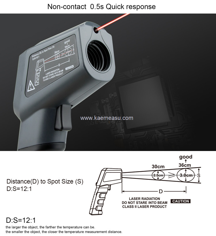 Kaemeasu CE Emissivity Adjustable Industrial Infrared Thermometer For High Temperature
