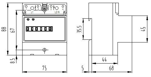 Single phase din rail electronic analog energy meter
