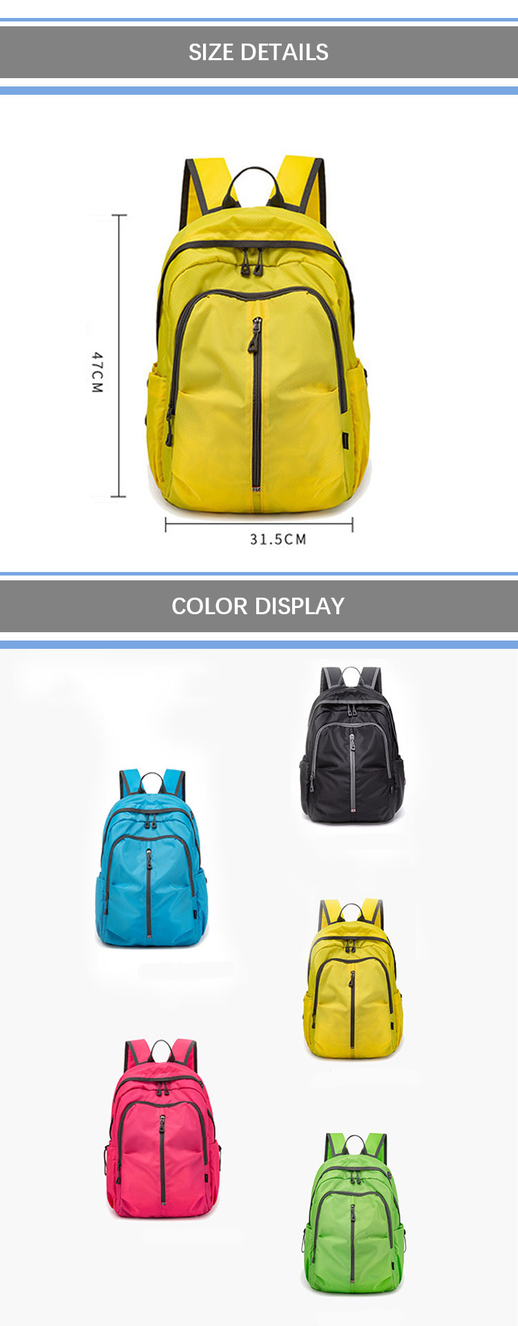 Waterproof Expandable Gym Sports Backpacks Duffle Travelling Bags Custom Color