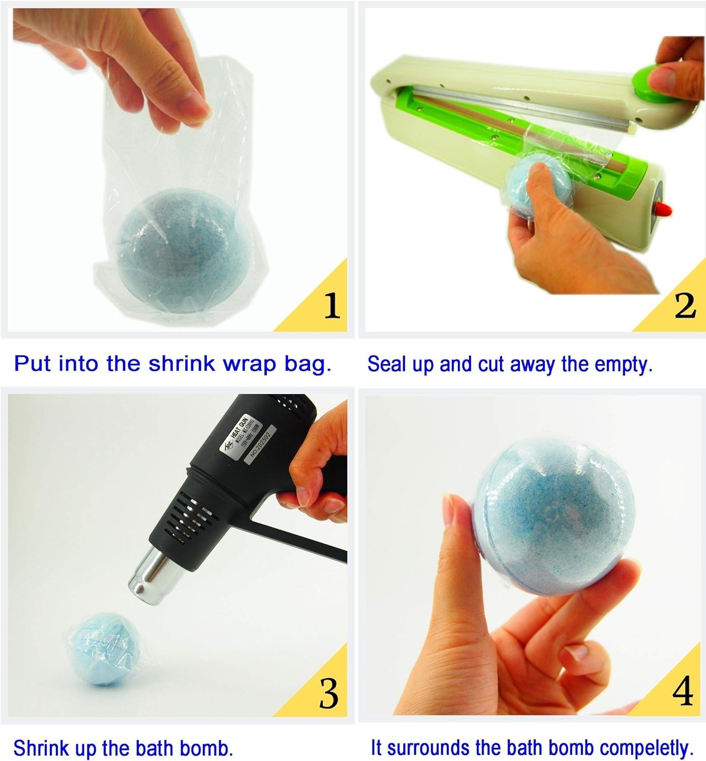 4x6 Inch 500PCS Round Shrink Wrap Bags/Top Dome Odorless 100 Gauge With Vent Hole For Bath Bombs, Soaps, Crafts