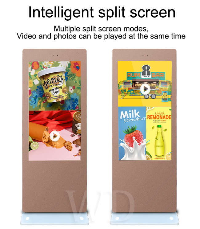 -30℃ to 55℃ Temp resistant 55" Outdoor Coffee color Standing LCD Display