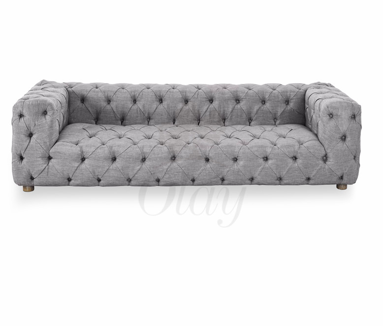 Wholesale living room Furniture upholstery button tufted grey chesterfield fabric sofa and party wedding use