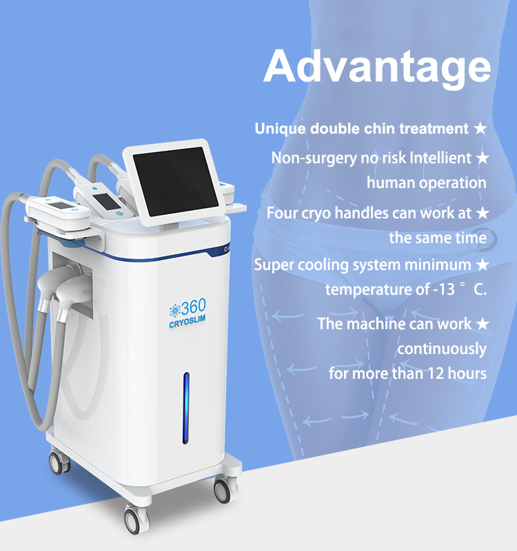 360 degree cooling 3S freezing fat body slimming machine with 4 cryo handles