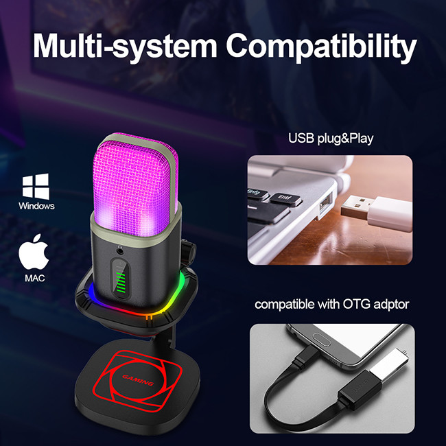 Non Slip USB Condenser Microphone 192khz 24bit For Podcasting / Gaming