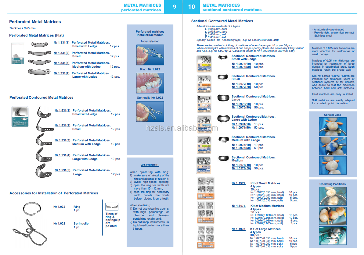 Instrument classification Class II 1.090 Dental Kit of premolar Transparent Contoured Matrices 30 pcs. TOR VM/ TOP BM