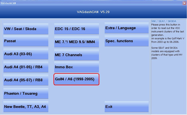 VAG DASH CAN V5.29 VAG Diagnostic Odometer Correction Tool For All Cars