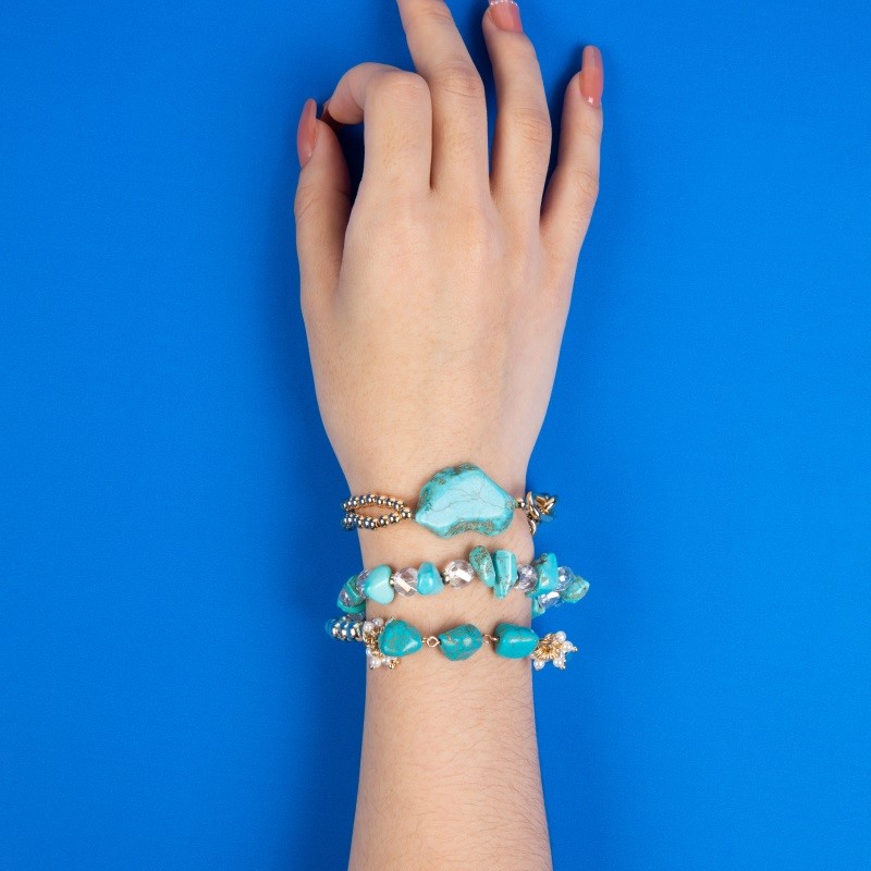 Silver Stars Natural Turquoise Anxiety Relief Bracelet