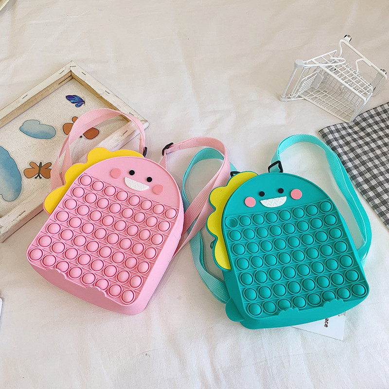 Dinosau Soft Silicone Pencil Case For Stationery And Makeup Items Backpack Bag Silicone SchooL Crossbody Shoulder Bag