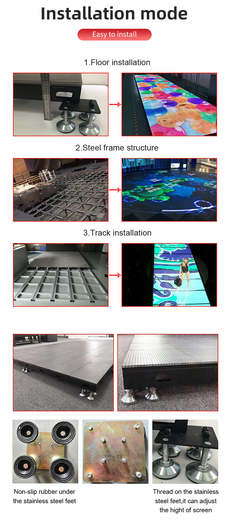 P3.91 P4.81 P6.25 Interactive LED Dance Floor Advertising Capacitive