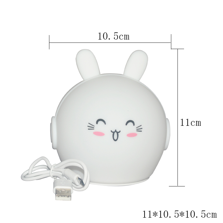 Rabbit Rechargeable Silicone Night Light Soft Touch Switching Colors For Children
