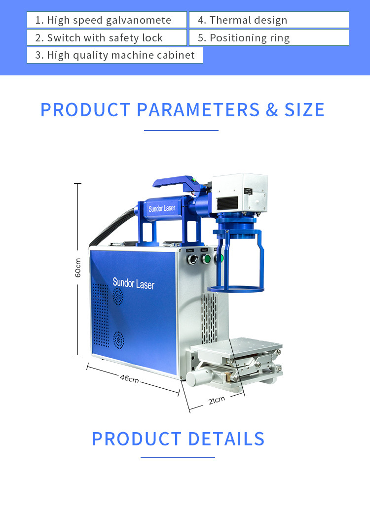 Mini Fiber Laser Marking Machine Steel Black Anodized Aluminium Fiber Laser Engraver
