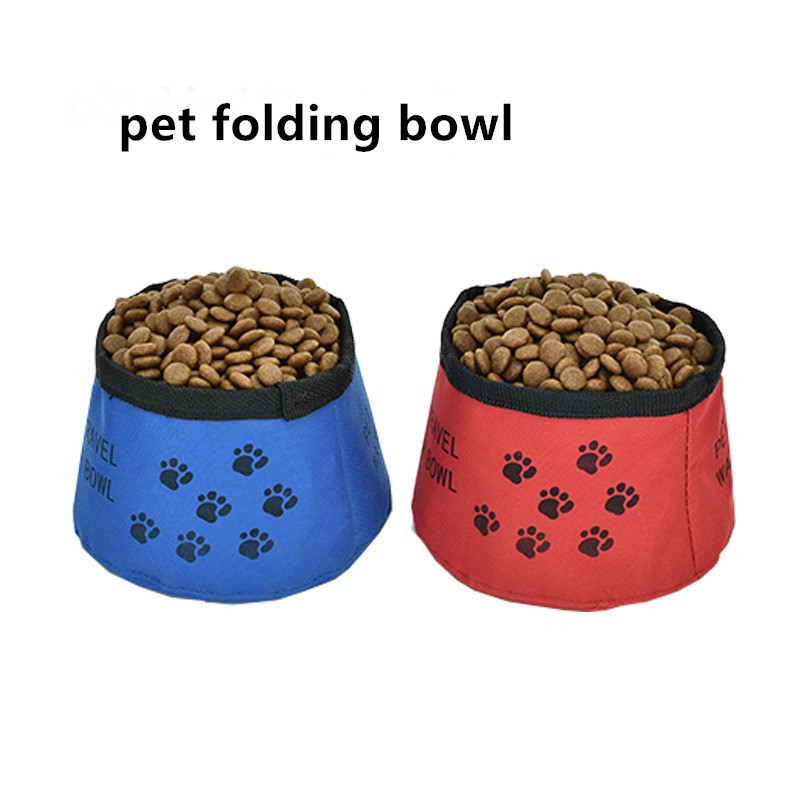 Pet Folding Bowl Oxford Cloth Waterproof Portable Dog Bowl Pet Travel Bowl Travel Cross-Border Folding Dog Bowl