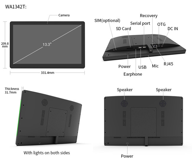 POE Android 5.1 Meeting Room Tablet 13.3 Inch Solid Feature black and white