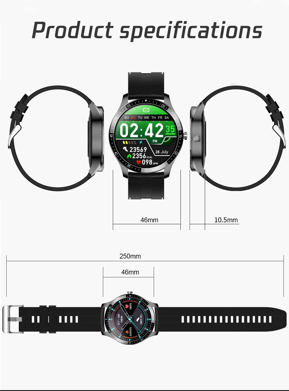 Waterproof Magnetic Charging Watch 5V 200mAh Touch Screen Kids Woman Man