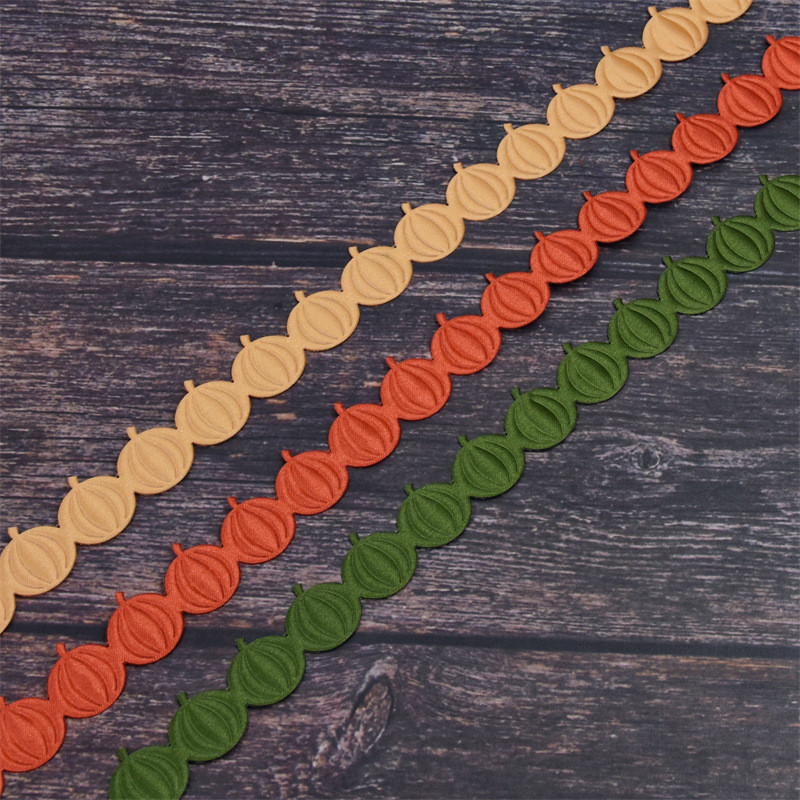 18mm*15y Ultrasonic Pumpkin Wired Ribbon For Halloween Decoration