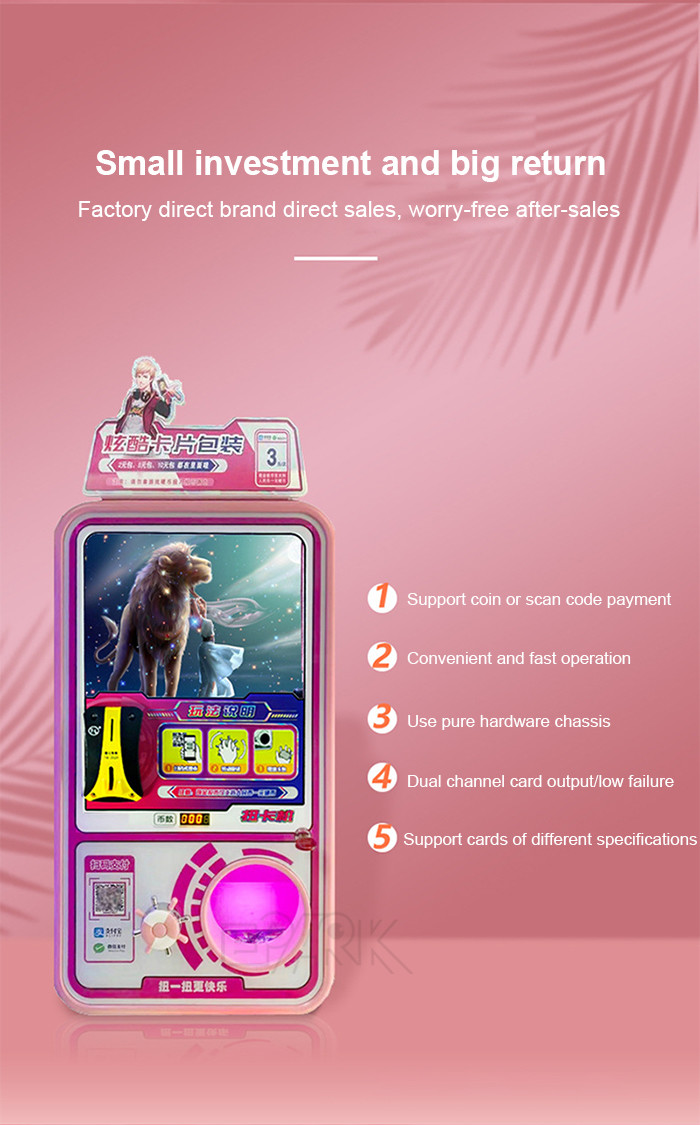 Amusement Coin Operated Mini Twisting Card Machine Vending Machine