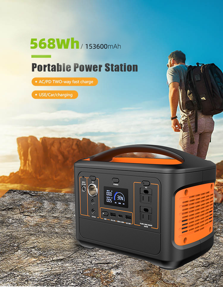 22.2V Rechargeable Portable Power Station 568Wh Lifepo4 Solar Station For Camping