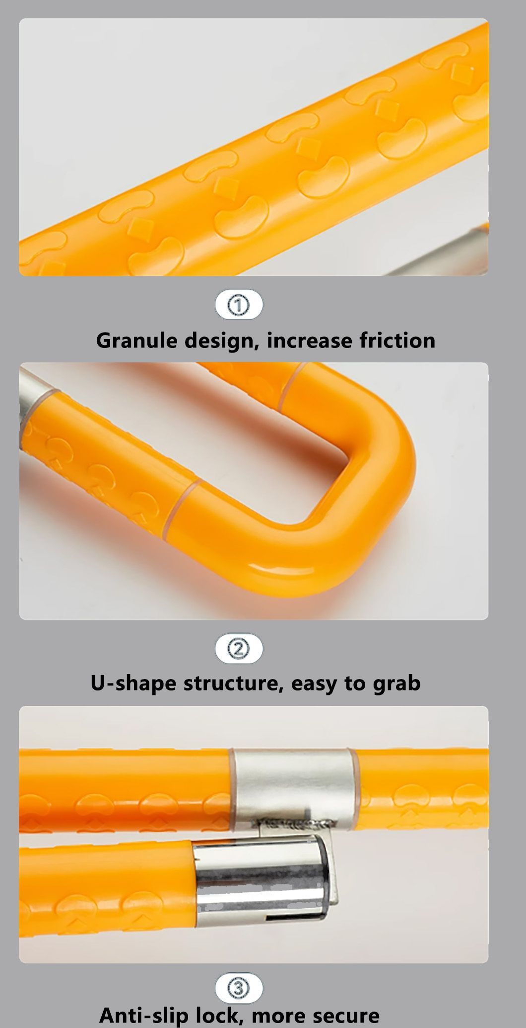 Folding ABS Nylon Handicap Grab Bar Bathroom Toilet Handrail Safety Rail