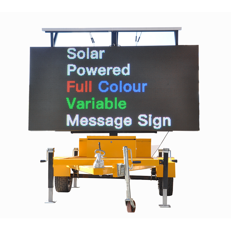 Trailer Mounted Solar Traffic Vms Sign Board Guiding Communication TCP/IP Mobile Angle 70°