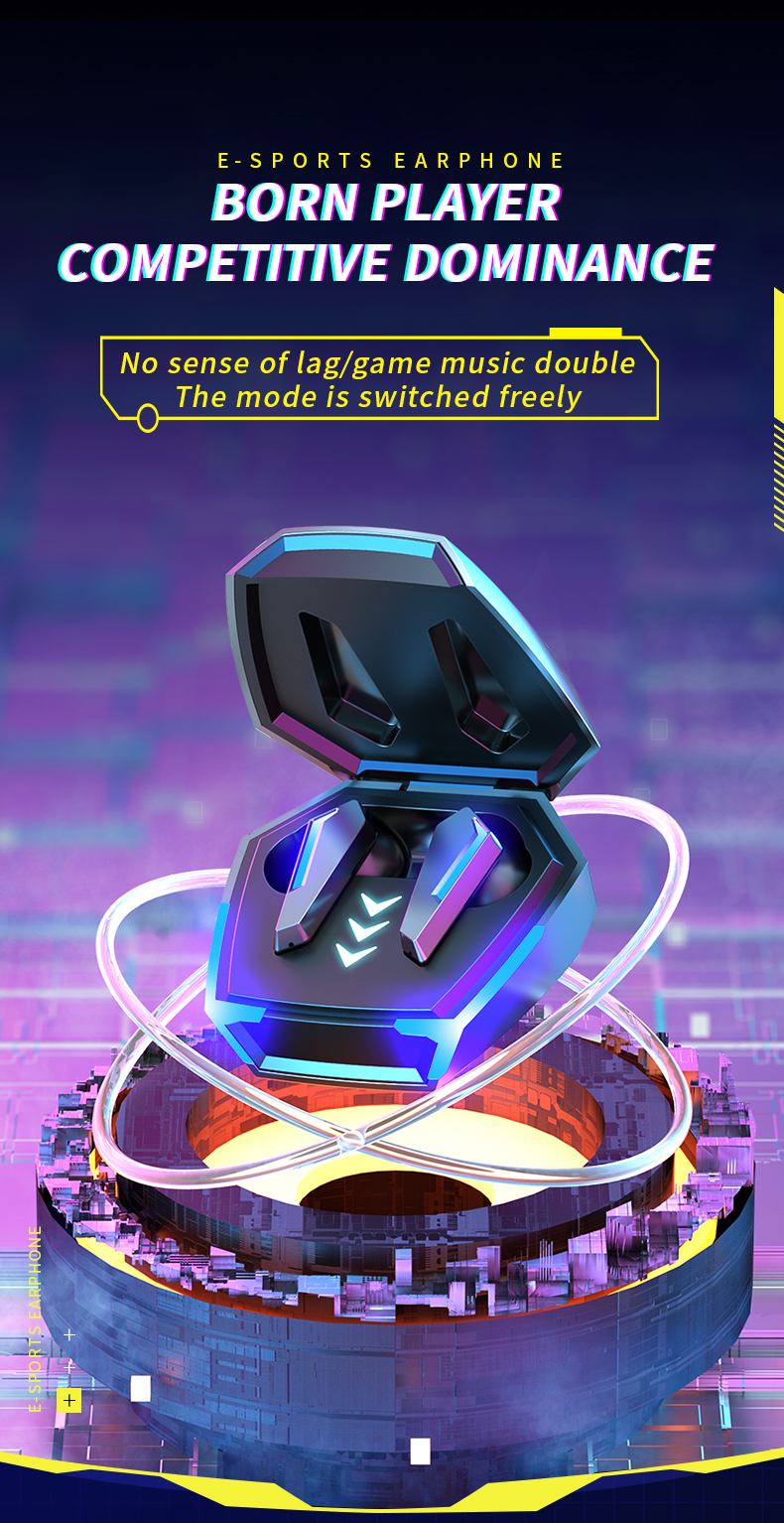 Low Latency Gaming and Phone Call True Wireless Headset with Noise Cancelling Technology