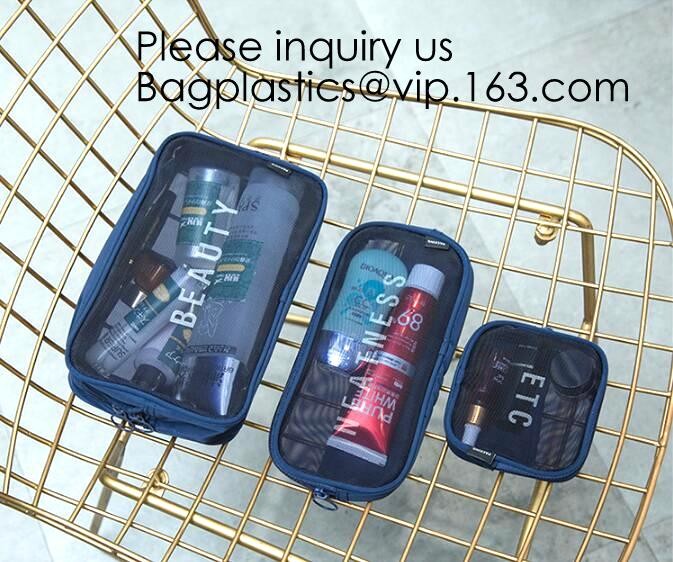 New Fashion Travel Makeup Brush Mesh Cosmetic Bag,Portable Canvas Travel Organizer Cosmetic Bag Toiletry Makeup Wash Bag