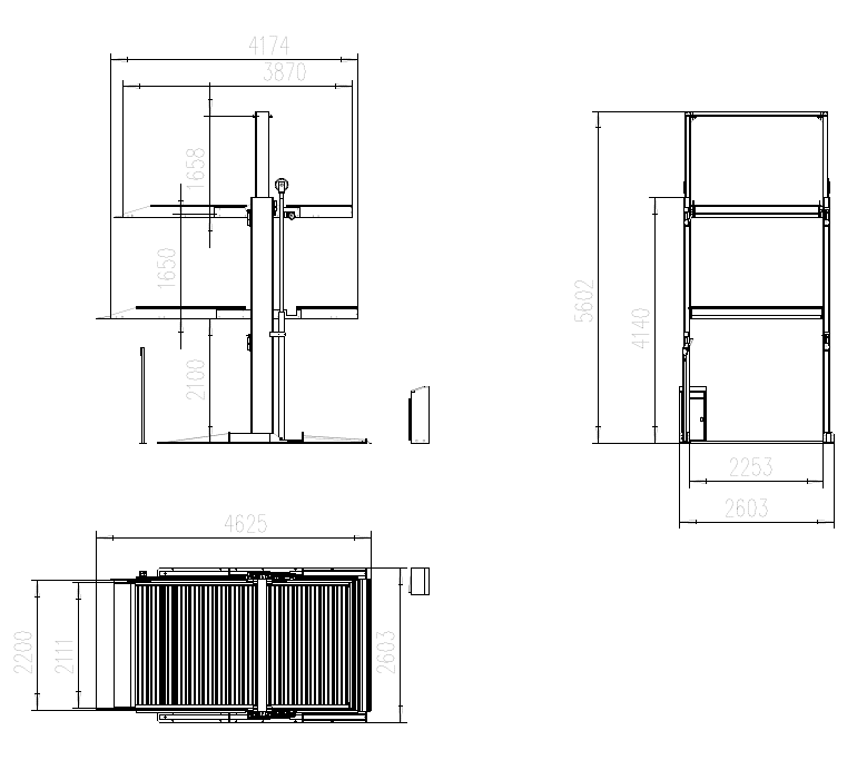 AA4C  2 Post 3 cars  parking lift triple auto parking lift  two columns parking lift  auto storage lift 2T capacity