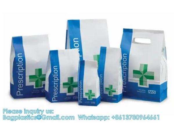 Pharmacy Bag, Prescription Bag 8" x 5" x 17”Pharmacy Paper Bag Medicine