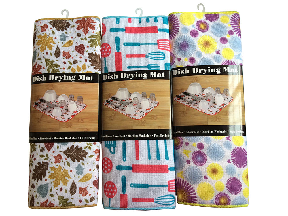 Kitchen Counter Microfiber Dish Drying Mat For Cup Bottle