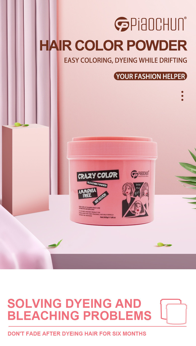 Convenient Professional Permanent Hair Color Powder 500G Ammonia Free Salon Use