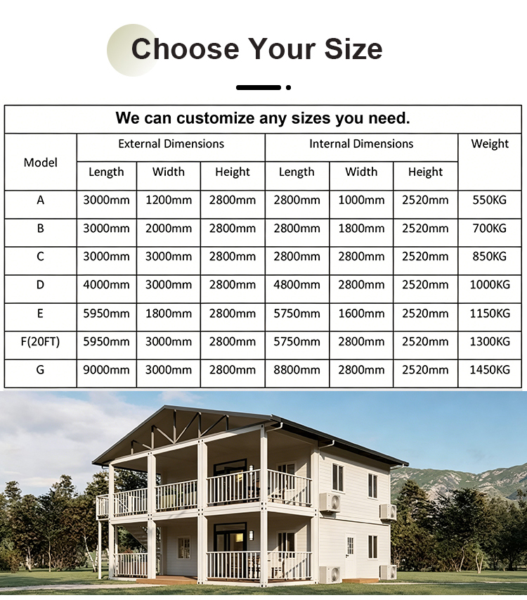 20&40ft Flat Pack Container House Custom Size Sandwich Panel Material Color Layout Modular Portable Office Building Camp Resort