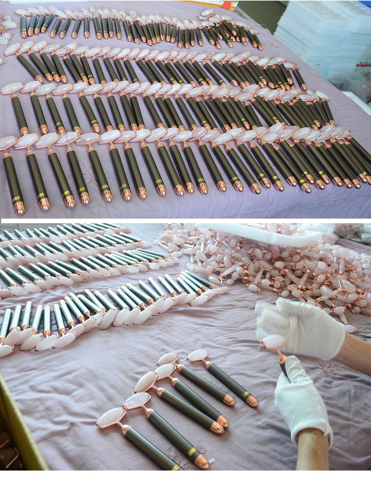 47mm Mini Waterproof Natural Face Jade Rollers Electric Vibration
