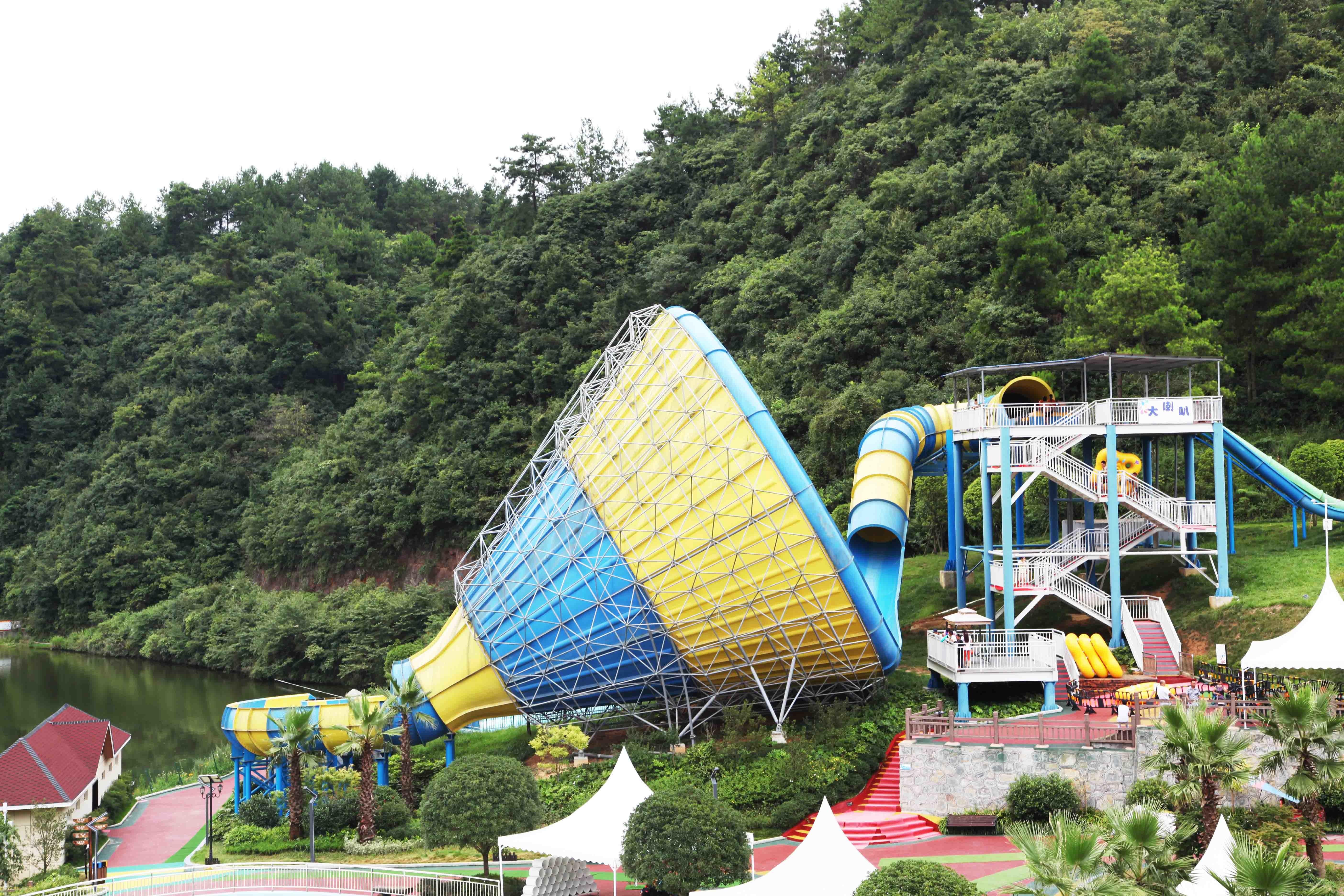 Outside Fiberglass Water Slides for adults , 14.6m Platform Height