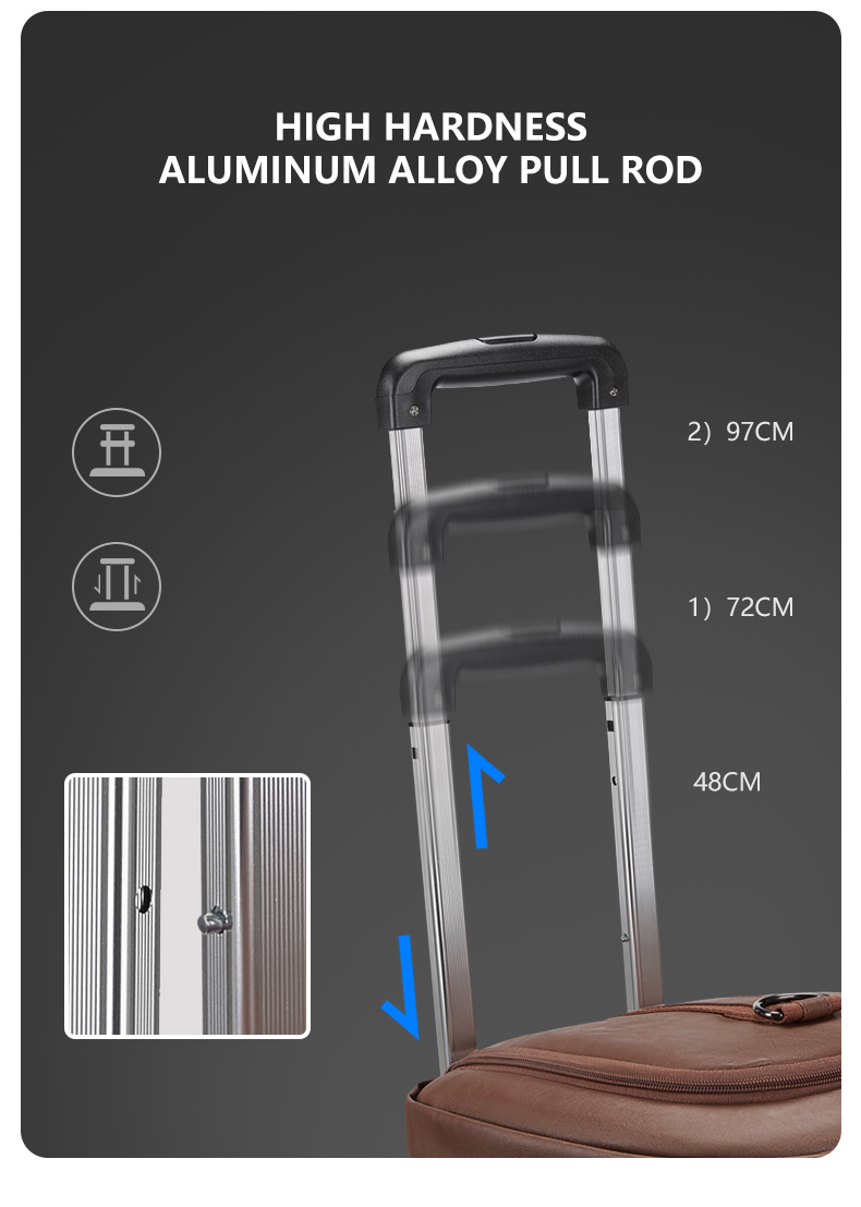 Retro Wheeled Garment Trolley Duffle Bag Large Rolling Duffle Bag 30cm High