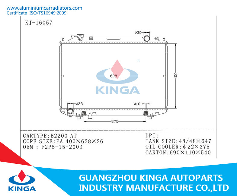 MAZDA B2200 F2P5-15-200D Engine Parts Be Cool Radiators Plastic Tank Aluminum Core