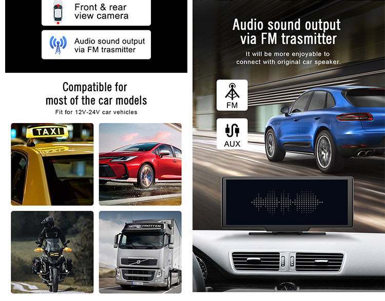 Multimedia Head Unit With Dash Cam Rearview 10.26 Inch 1600*600