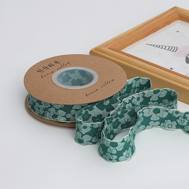 Embossed Floral Lace Trim 25mm Polyester Champagne Lace Ribbon