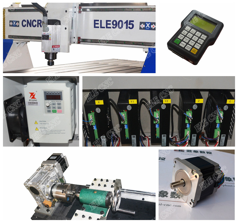 ELE 9015 Aluminum Cutting Machine , advertising 4 axis wooden door cnc router with CE certificate