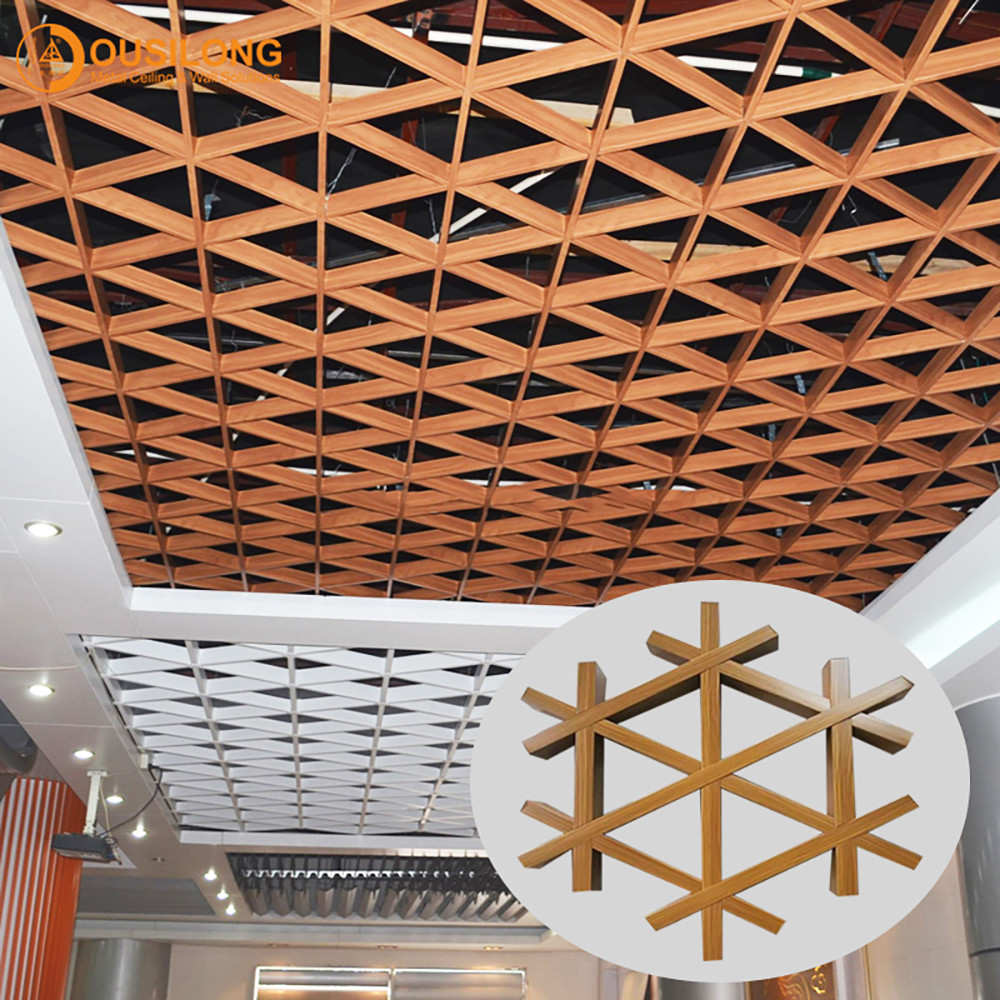 Rustproof Aluminum Suspended Open Grid Ceiling / Aluminium Grille Ceiling Panel for Shopping Mall
