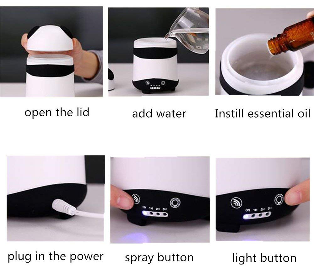 Portable Cute Panada Shape 150ml Plastic Aroma Diffuser