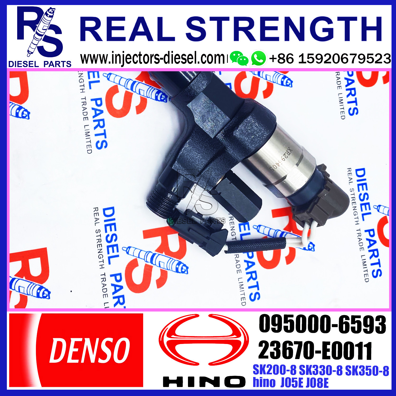Diesel Fuel Injector 095000-6593 095000-6594 095000-6592 For HINO J08E Engine Part 23670-E0010 23670-E0011