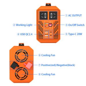 8000W 12V 24V To 110V 220V Inverter Charger Dc To Ac Portable Handle Pure Sine